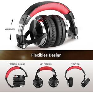 NIB-OneOdio DJ Headphones red-Black Foldable with Shareport